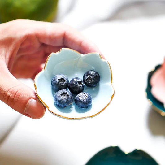 Nordic Ceramic Seasoning Dish, Dip Saucer, Japanese Style, Cherry Blossom, Small Saucing Plate, Snack Essential Oil Bowl Decor