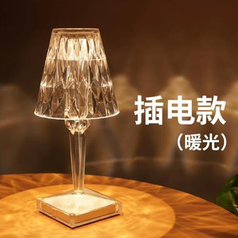Homhi Crystal Rechargeable Night Light USB Projector Table Lamp Led Room Decoration Night Light Home Decoration Lamp HNL-501