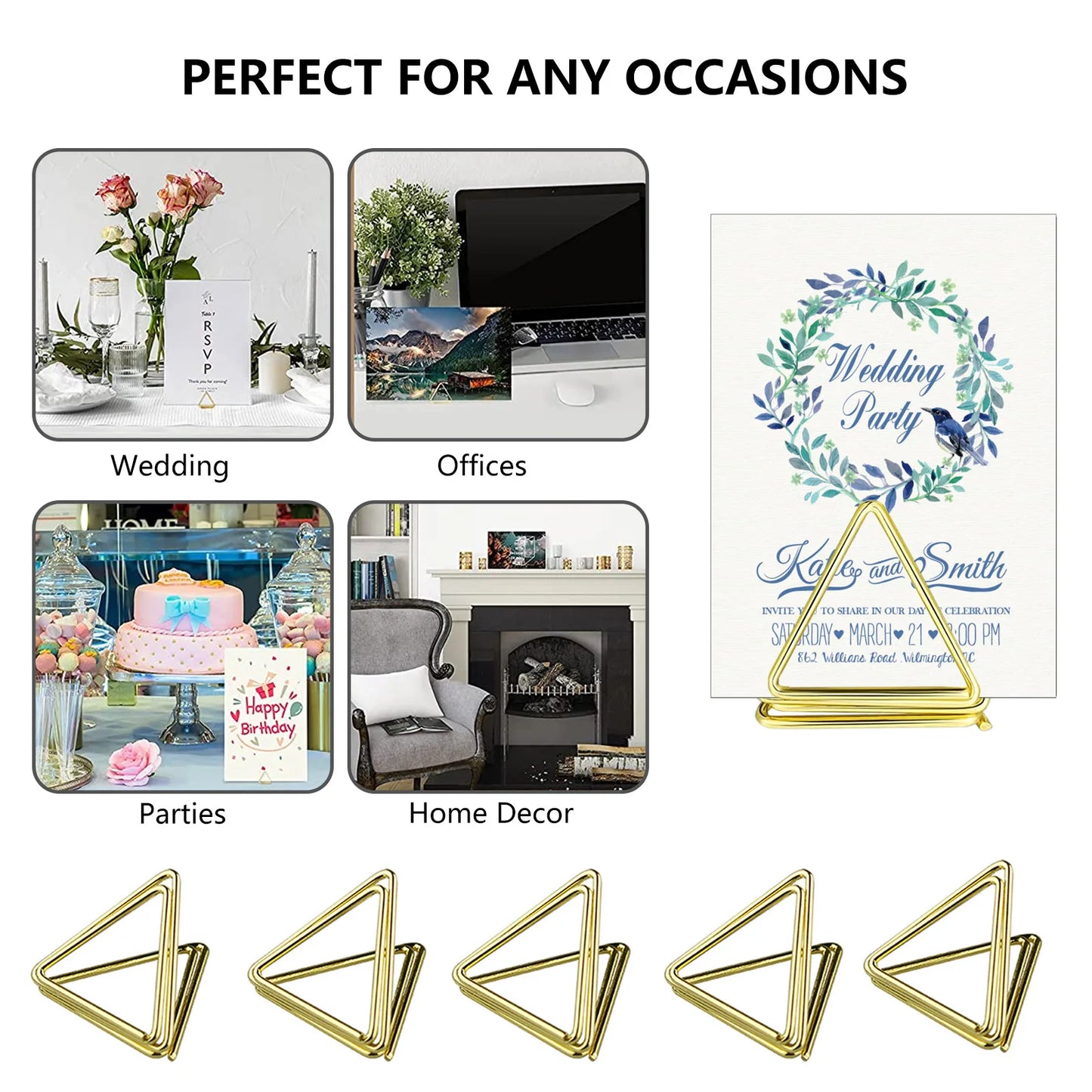 10/24pcs Metallic Gold Place Cards Table Number Stands for Photos Food Sign Memo Note Place Card Display Holder Wedding Supplies