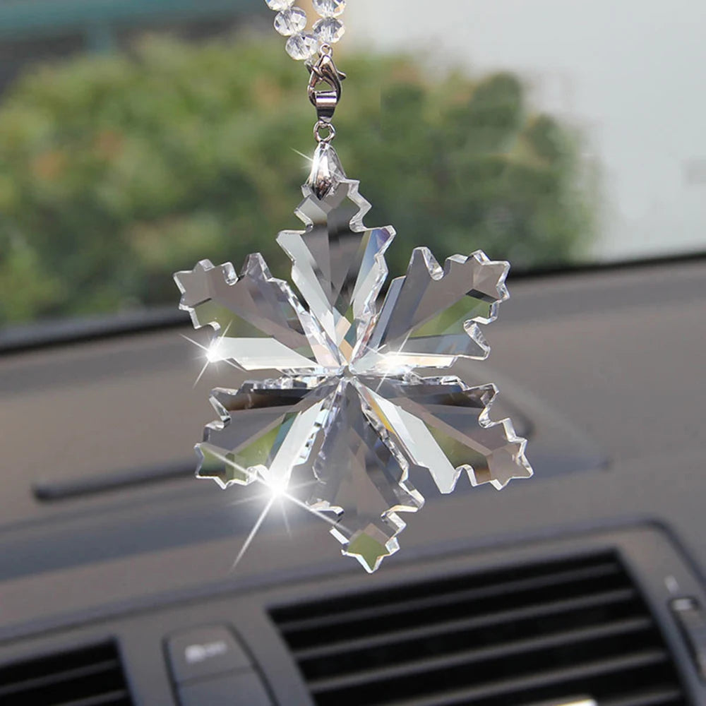 Car Sun Catcher Snowflake Ornament Christmas Gift Pendant Transparent Crystal Snowflake Decoration Ornament Pendant