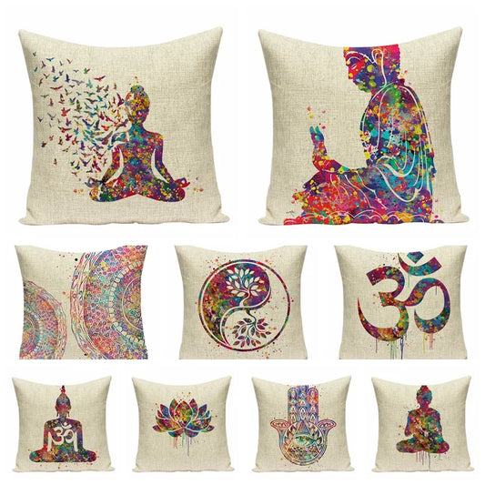 Creative Southeast Zen Digital Printed Pillowcase Folk Style Watercolor Cushions Decorative Pillow Home Decor Sofa Throw Pillows