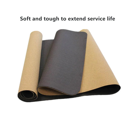 183X68X0.5cm Natural Cork TPE Yoga mat For Fitness Sport Mats Pilates Exercise Non-slip Yoga mat With Position Body Line