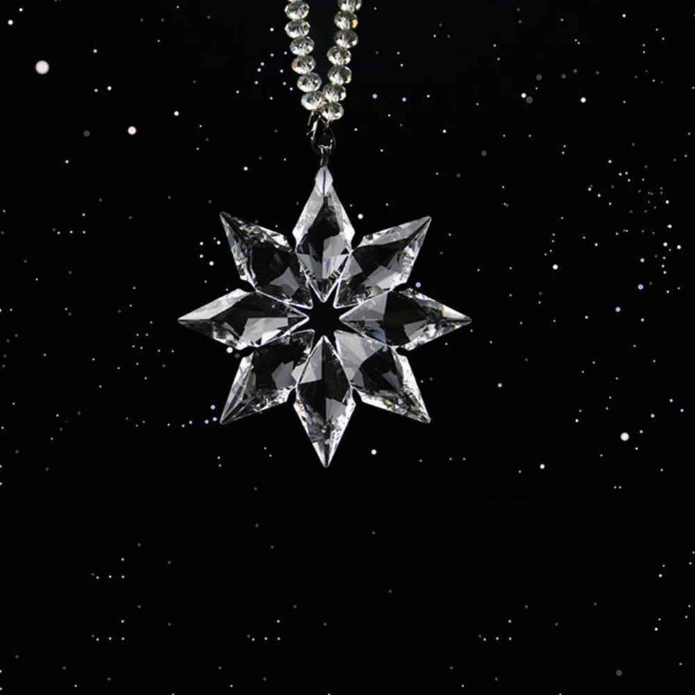 Car Sun Catcher Snowflake Ornament Christmas Gift Pendant Transparent Crystal Snowflake Decoration Ornament Pendant