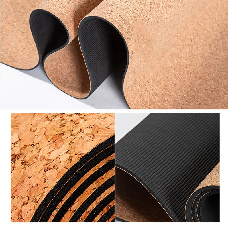 183X68X0.5cm Natural Cork TPE Yoga mat For Fitness Sport Mats Pilates Exercise Non-slip Yoga mat With Position Body Line
