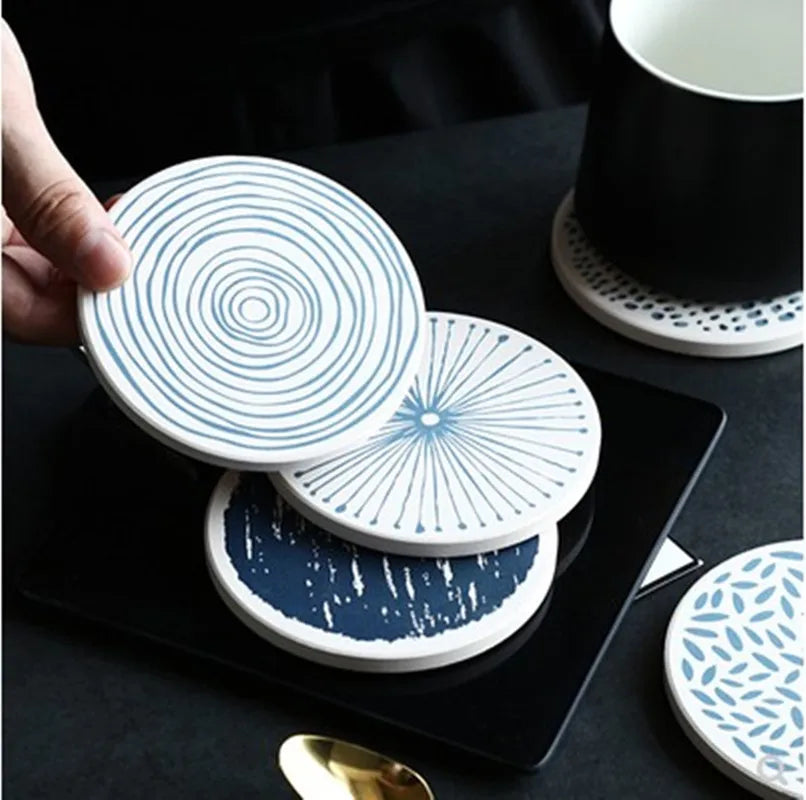 Super absorbent Coasters Mat Easy To Clean Placemats Round Tea Pad Table Pad Holder Drink Coffee Cup