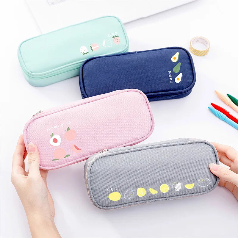 Large Capacity Pencil Bag Simple Creative In Day Canvas Stationery Bag Primary School Pencil Case School Stuff for Girls