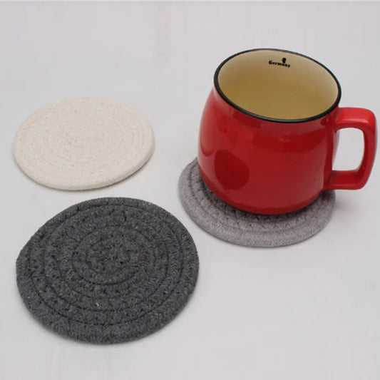 Braided Insulation Table Mats Coasters Cotton Rope Handmade Round Placemats Household Dish Pad Kitchen Supplies