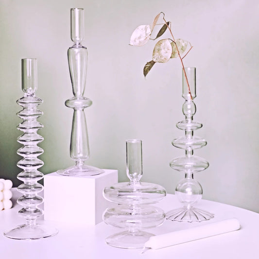 Modern Glass Candleholder Nordic Home Decor Clear Glass Candle Holder Candlelight Home Decoration Ornaments Candel Holder