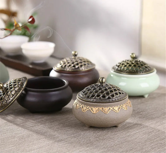 Ceramic Mosquito Repellent Incense Burner Coil Aroma Censer Smell Removing Living Room Decor Porcelain Coil Incense Holder