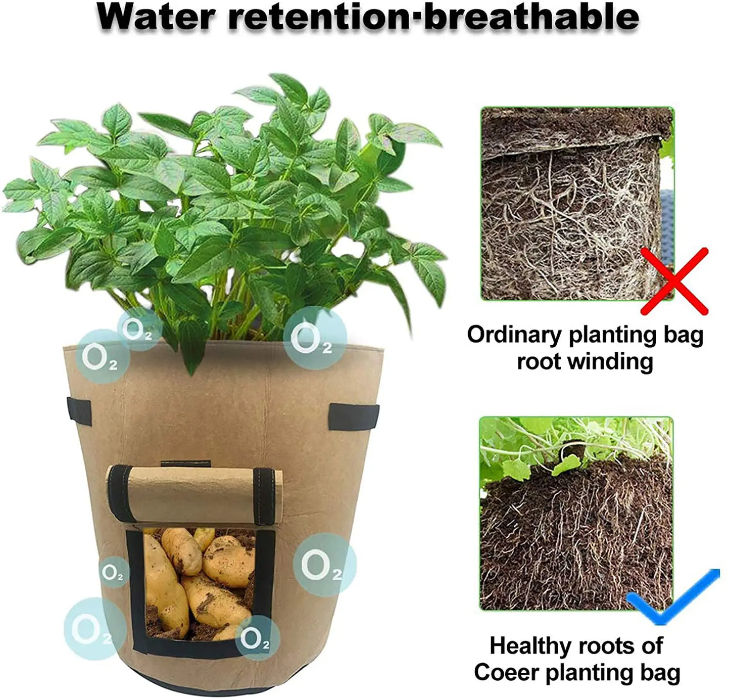 3 Size Felt plant grow bags nonwoven fabric garden potato pot greenhouse vegetable growing bags moisturizing vertical tools