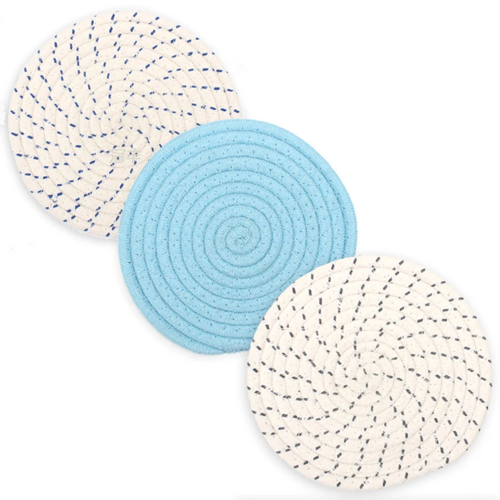 Braided Insulation Table Mats Coasters Cotton Rope Handmade Round Placemats Household Dish Pad Kitchen Supplies