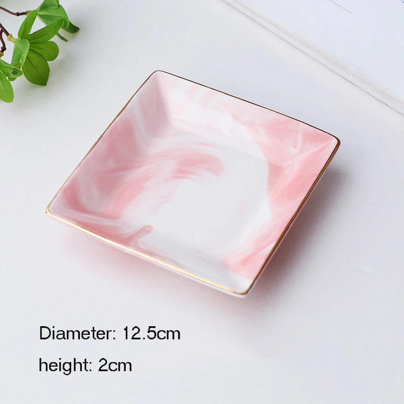 Nordic Ceramic Heart Shape Small Jewelry Dish Earrings Necklace Ring Storage Plates Fruit Dessert Display Bowl Decoration Tray