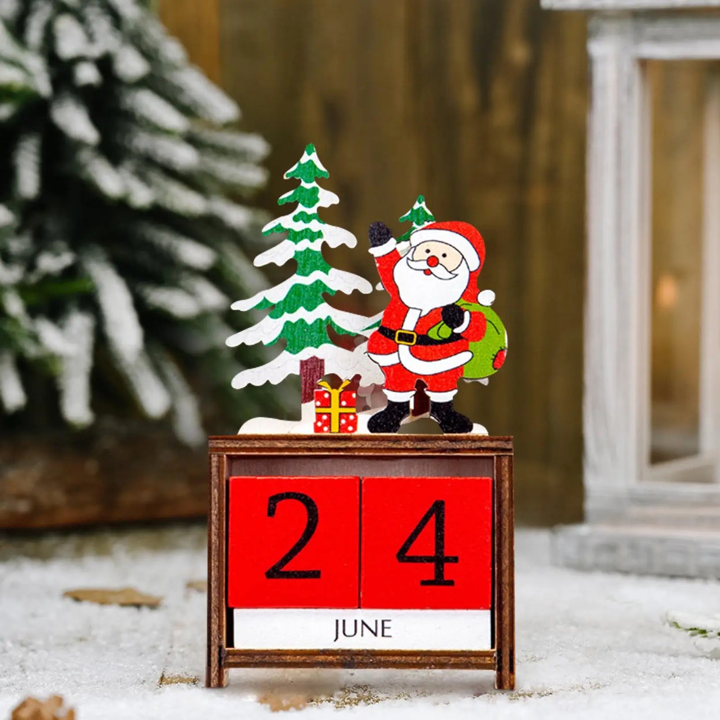 Christmas Countdown Calendar Wooden Painted Santa Calendar Christmas Decoration Advent Calendar Party Table Decorations