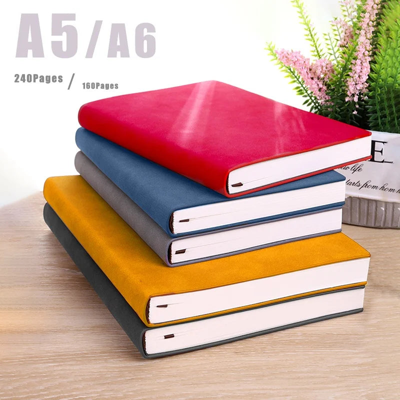 A5 A6 Vegan Leather Notebook Office Journal Diary notepad Stationery Student Class lined NoteBook 160pages/240pages