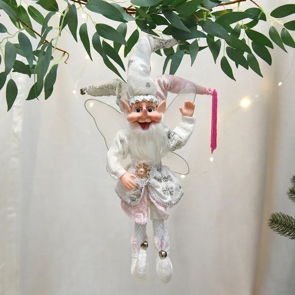 Handmade Hanging Sitting Elf Toy Christamas  Santa Plush Christmas Tree Hanging Ornament Xmas Gifts New Year Decor