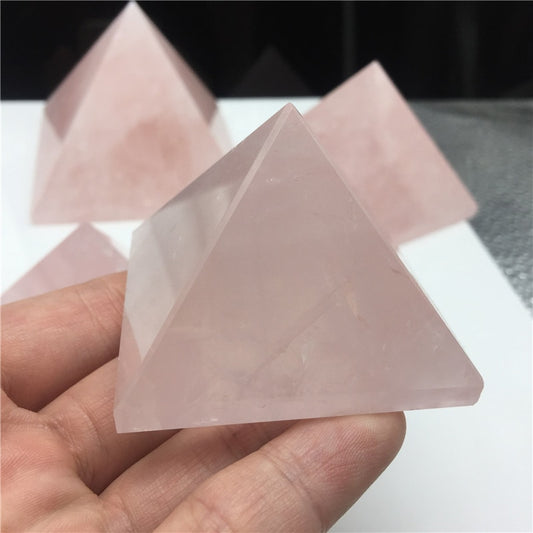 Cupid's Natural Rose Quartz Stone Crystal Geometric Pyramid