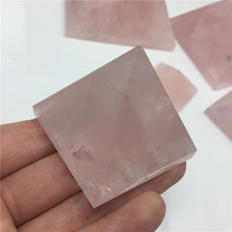 Cupid's Natural Rose Quartz Stone Crystal Geometric Pyramid