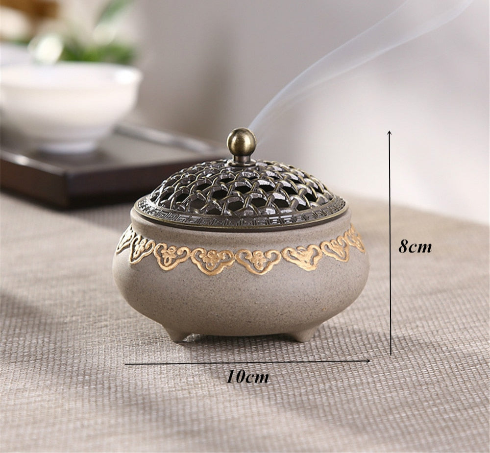 Ceramic Mosquito Repellent Incense Burner Coil Aroma Censer Smell Removing Living Room Decor Porcelain Coil Incense Holder
