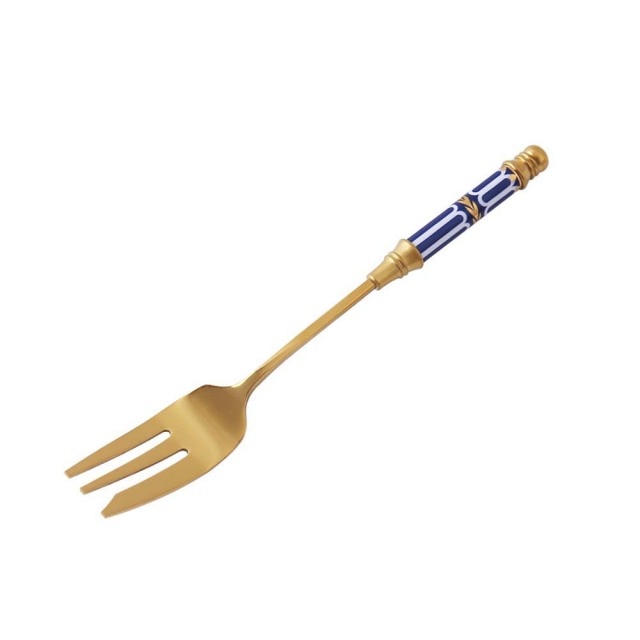 Ceramic Long Handle Brilliant Teaspoon Gold-Plated Dessert Spoon