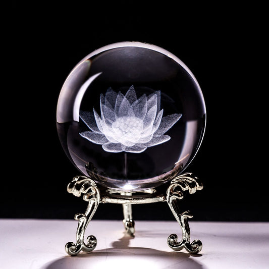 Healing Meditation Glass Sphere, Gazing Globe with Stand