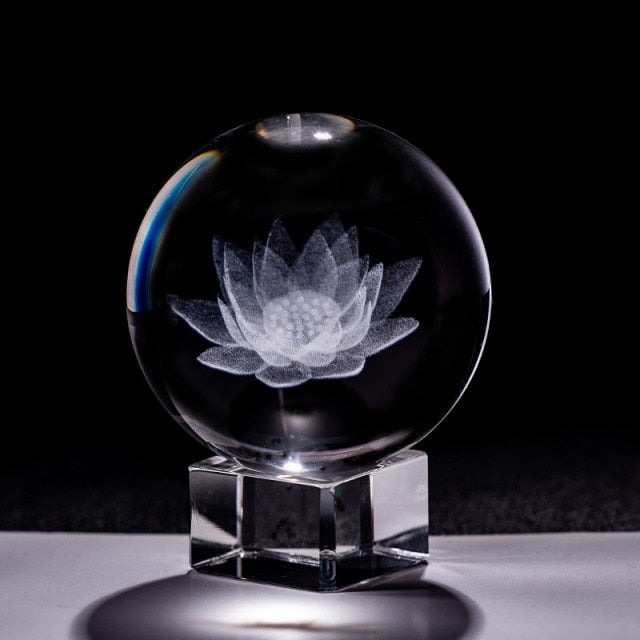 Healing Meditation Glass Sphere, Gazing Globe with Stand