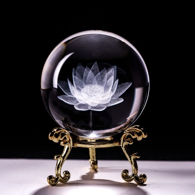 Healing Meditation Glass Sphere, Gazing Globe with Stand