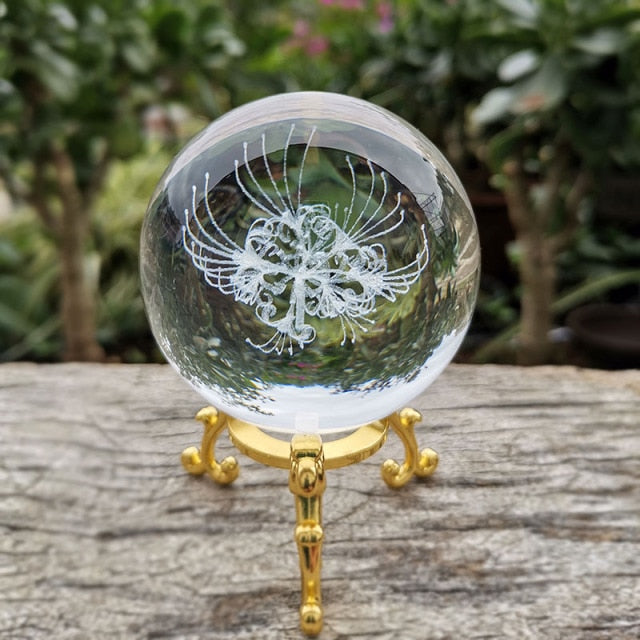 Healing Meditation Glass Sphere, Gazing Globe with Stand