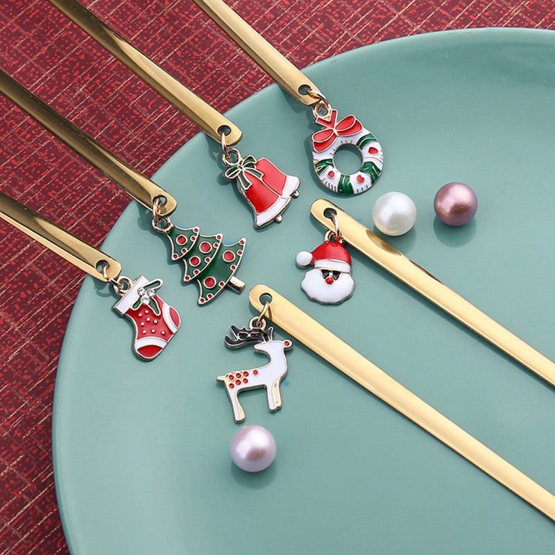 6pcs Stainless Steel Christmas Spoon Gold Home Party Decorative Tableware Dessert Coffee Tea Stirring Spoons Dinner Cutlery Gift