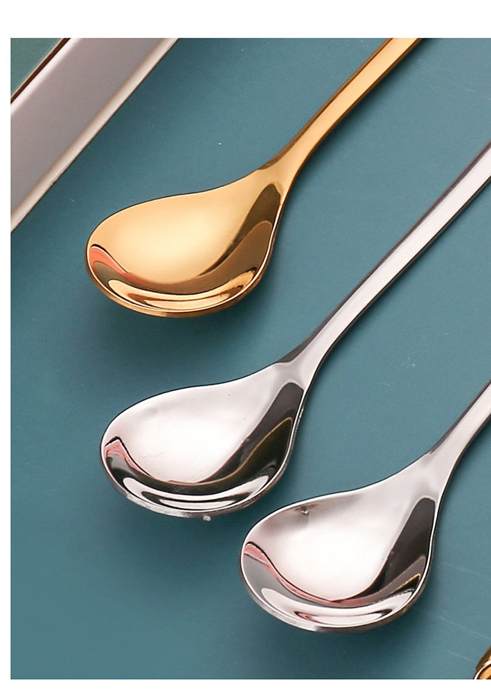 6pcs Stainless Steel Christmas Spoon Gold Home Party Decorative Tableware Dessert Coffee Tea Stirring Spoons Dinner Cutlery Gift