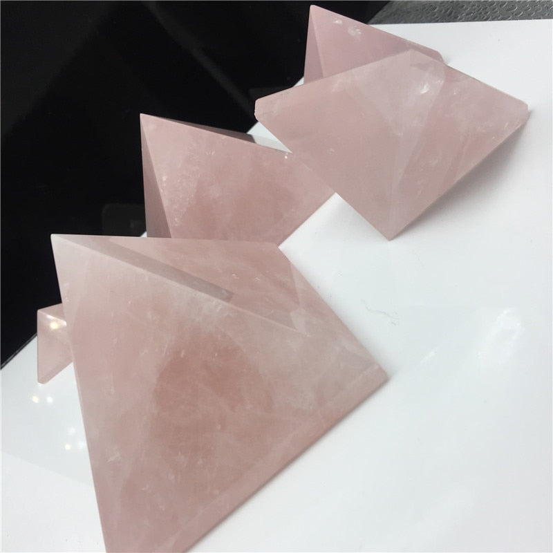 Cupid's Natural Rose Quartz Stone Crystal Geometric Pyramid