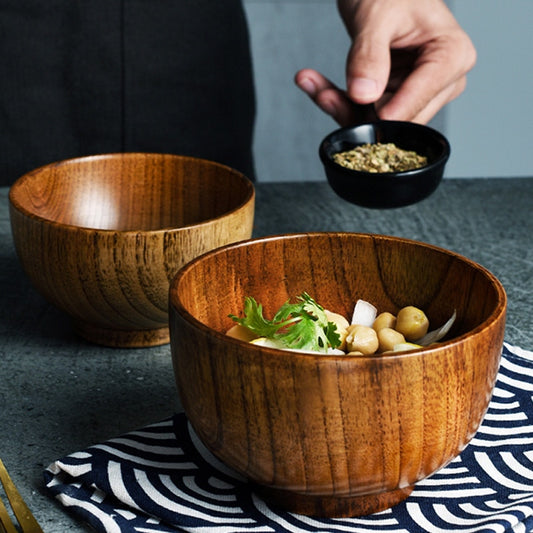 Beautiful Wooden Bowl, Japanese Style Wood Rice Soup Bowl Salad Bowl Tableware, Wooden Utensils