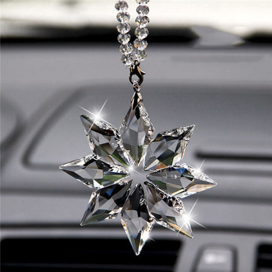 Car Pendant Transparent Crystal Snowflakes Decoration Suspension Ornaments Sun Catcher Snowflake Hanging Trim Christmas Gifts
